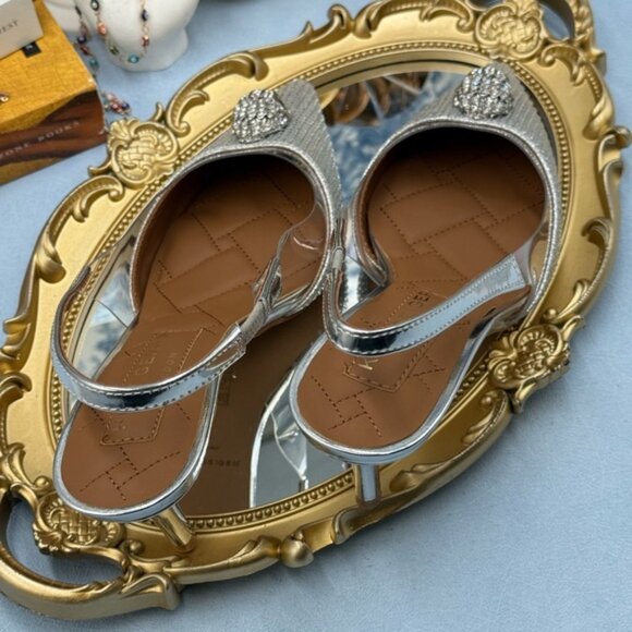 🆕 KURT GEIGER LONDON 🧿 NWOB Belgravia Vinyl 65 Slingback Heels, Silver, Sz 7.5 - Picture 10 of 14